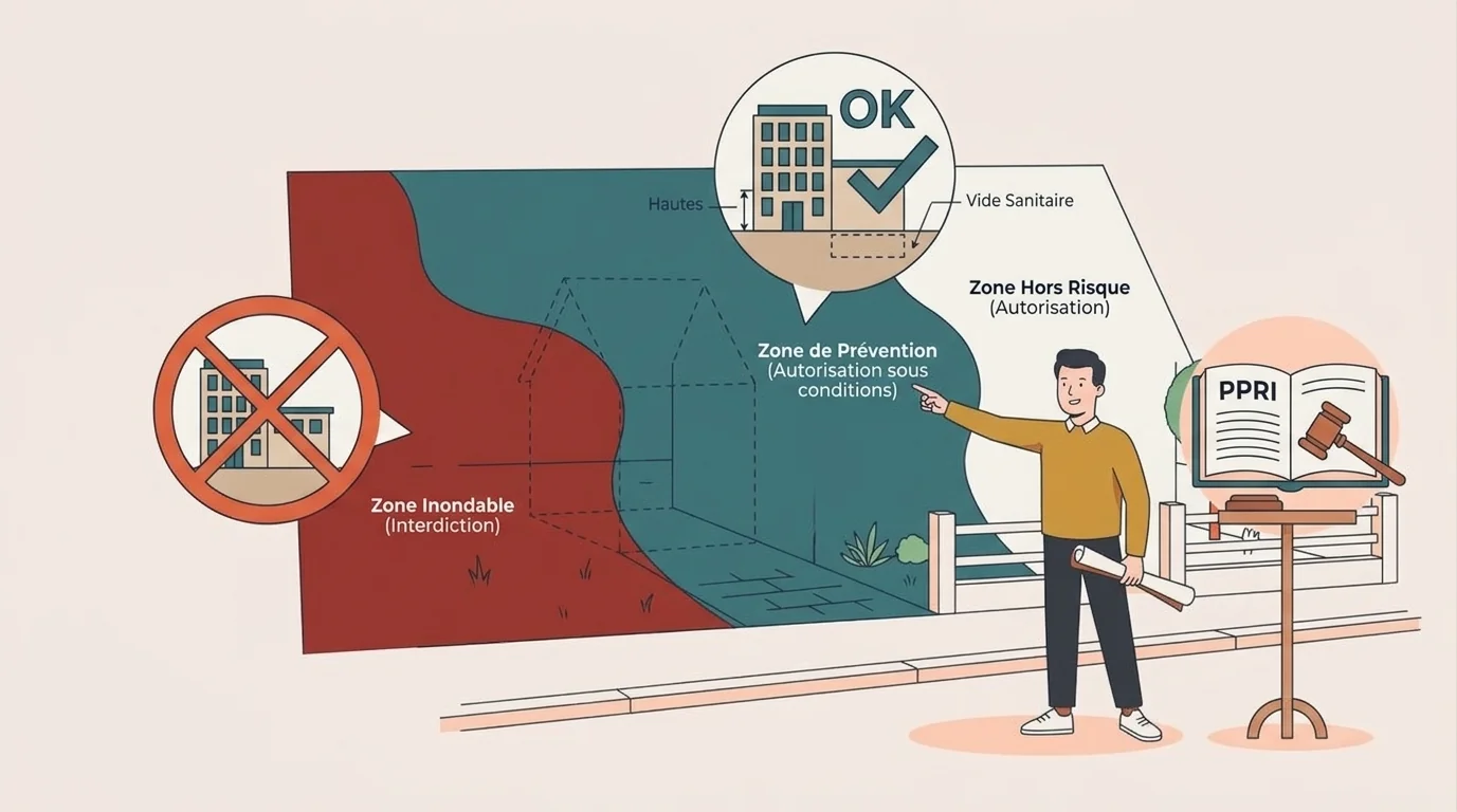 Construire en zone inondable : ce que le PPRI autorise, interdit et impose — Bafter